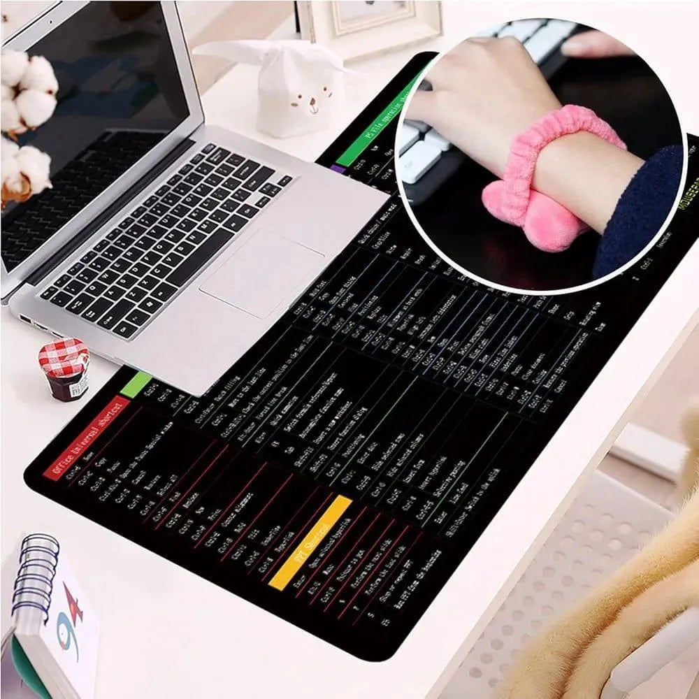 Black Silicone Keyboard Mat with Shortcut Guide