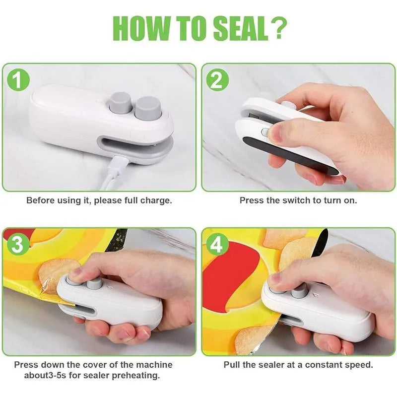 Rechargeable Portable Bag Sealing Machine Off White