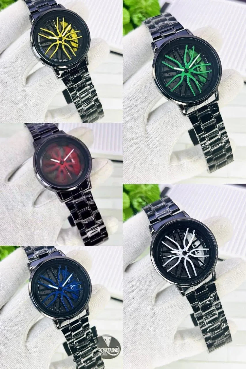 Black Rotatable Rim Watch for Car's Lover